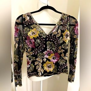 Vintage sequined long sleeve top